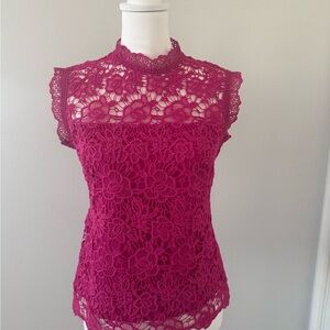 Nanette Lepore Floral Lace Blouse in Vibrant Magenta